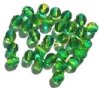25 8mm Faceted Two Tone Yellow Green Firepolish Beads